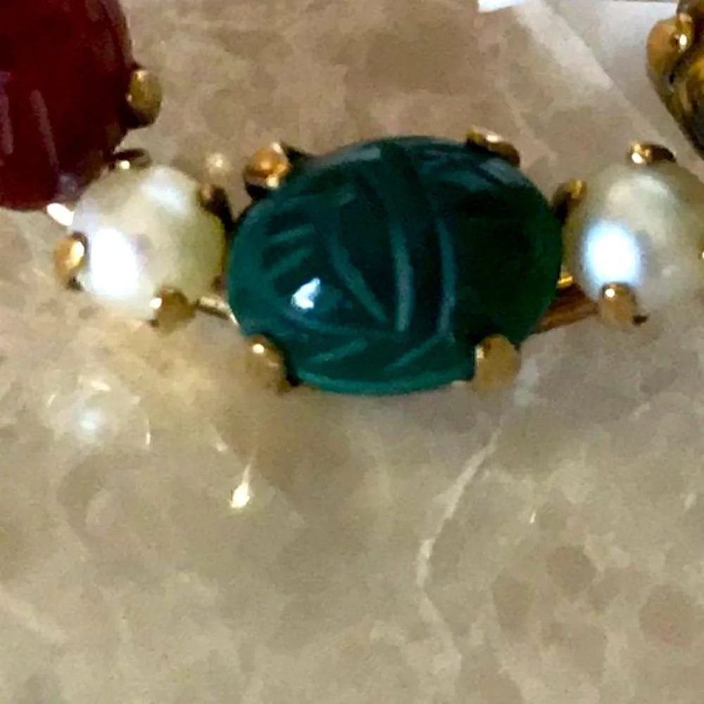 12k gold filled pin real stones‎ and real pearls